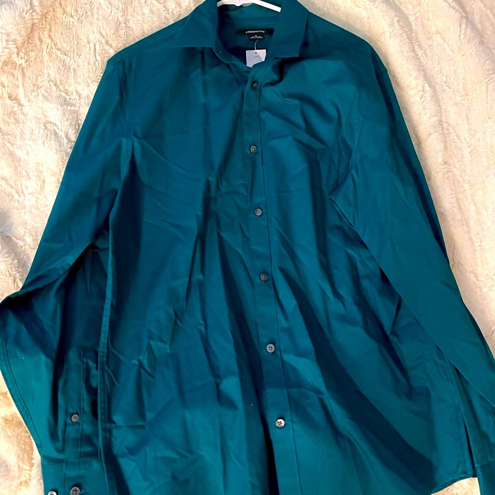 Teal men’s button down dress shirt